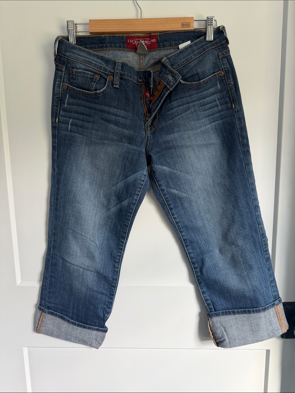 Lucky Brand Women's Cropped Mid Wash Jeans with Cuffed Hem